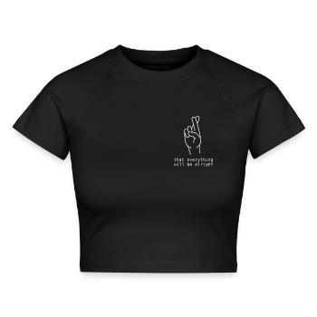 Fingers crossed – weiss gedruckt - Cropped Frauen Organic T-Shirt - Schwarz - Vorne - AI Model Female 172 light (172cm)