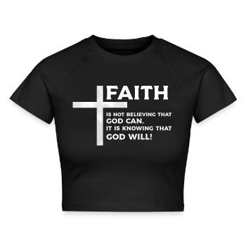 Jesus Christus Bibel Bibelvers Christentum Gott - Cropped Frauen Organic T-Shirt - Schwarz - Vorne - AI Model Female 172 light (172cm)
