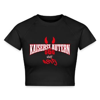 Kaiserslautern Pfalz Stadt Lautre Dialekt - Cropped Frauen Organic T-Shirt - Schwarz - Vorne - AI Model Female 172 light (172cm)