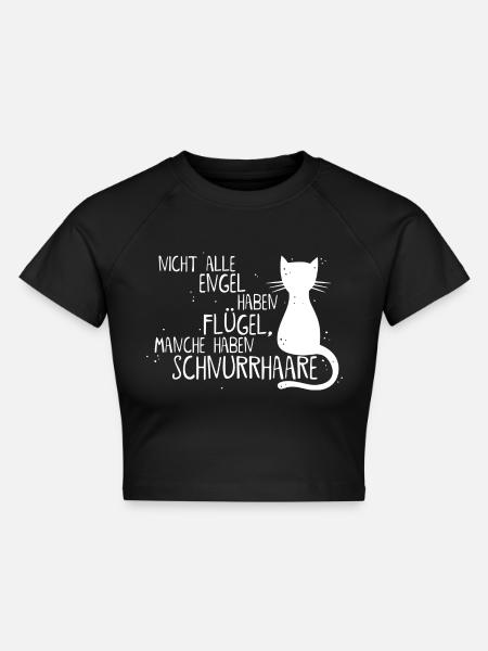 KATZE = ENGEL - Cropped Frauen Organic T-Shirt - Schwarz