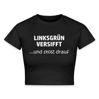Linksgrünversifft - Cropped Frauen Organic T-Shirt - Schwarz - Vorne - AI Model Female 172 light (172cm)
