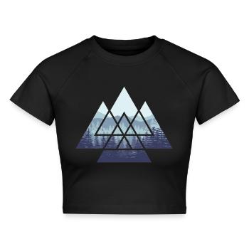 Wald Minimalismus Natur Geometrie - Cropped Frauen Organic T-Shirt - Schwarz - Vorne - AI Model Female 172 light (172cm)