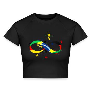 Unendlich Brasil Deutschland - Cropped Frauen Organic T-Shirt - Schwarz - Vorne - AI Model Female 172 light (172cm)