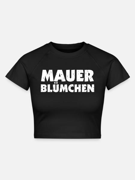 Mauerblümchen - Cropped Frauen Organic T-Shirt - Schwarz