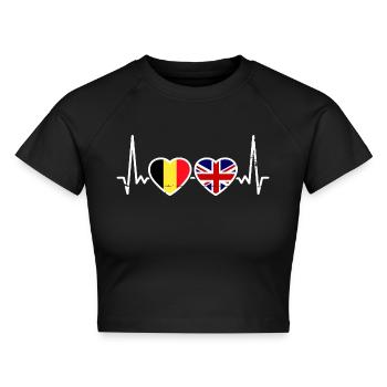 Belgien Großbritannien Flagge Belgisch Britisch - Cropped Frauen Organic T-Shirt - Schwarz - Vorne - AI Model Female 172 light (172cm)