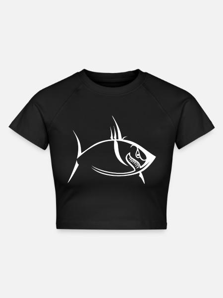 Bad Fish - Cropped Frauen Organic T-Shirt - Schwarz