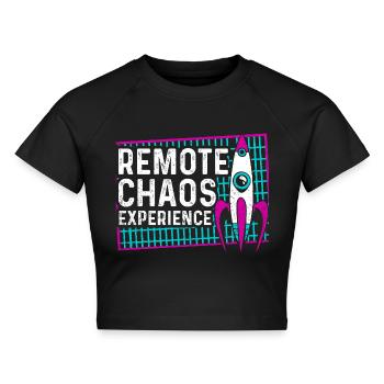remote chaos experience - CCC Kongress Hacker RC3 - Cropped Frauen Organic T-Shirt - Schwarz - Vorne - AI Model Female 172 light (172cm)