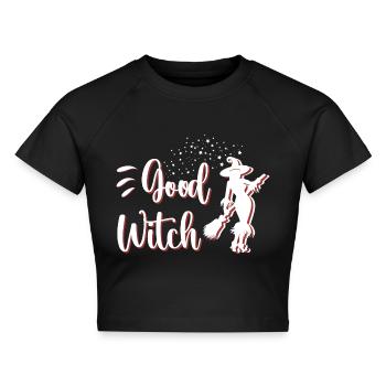 Good Witch Geschenk für Frauen und Freundinnen - Cropped Frauen Organic T-Shirt - Schwarz - Vorne - AI Model Female 172 light (172cm)