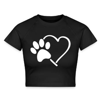 pfote herz - Cropped Frauen Organic T-Shirt - Schwarz - Vorne - AI Model Female 172 light (172cm)