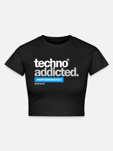 techno addicted. - Cropped Frauen Organic T-Shirt - Schwarz