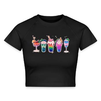 Support-Getränke - Cropped Frauen Organic T-Shirt - Schwarz - Vorne - AI Model Female 172 light (172cm)