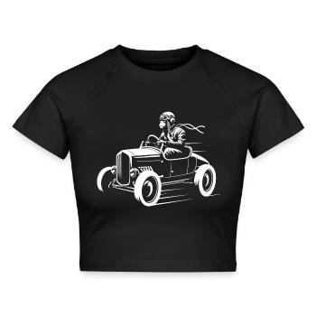 Temporeicher Primat - Cropped Frauen Organic T-Shirt - Schwarz - Vorne - AI Model Female 172 light (172cm)