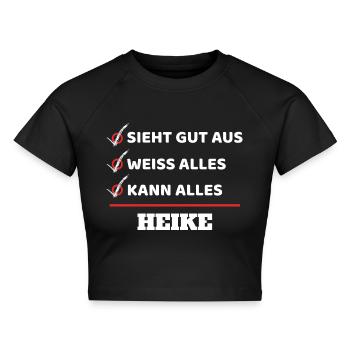 heike - Cropped Frauen Organic T-Shirt - Schwarz - Vorne - AI Model Female 172 light (172cm)