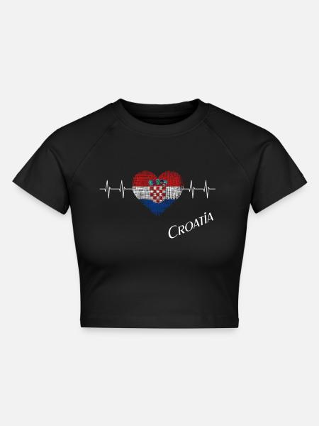 Croatia - Cropped Frauen Organic T-Shirt - Schwarz