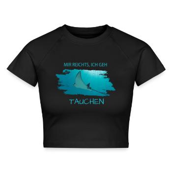 Tauchen Rochen - Cropped Frauen Organic T-Shirt - Schwarz - Vorne - AI Model Female 172 light (172cm)