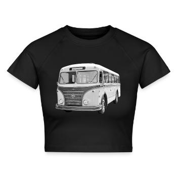 Bus IFA H6B Werdau DDR Oldtimer Ostalgie - Cropped Frauen Organic T-Shirt - Schwarz - Vorne - AI Model Female 172 light (172cm)
