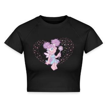 Sesamstraße Abby Cadabby Glitzer Herz - Cropped Frauen Organic T-Shirt - Schwarz - Vorne - AI Model Female 172 light (172cm)