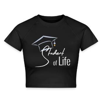 STUDENT - Cropped Frauen Organic T-Shirt - Schwarz - Vorne - AI Model Female 172 light (172cm)