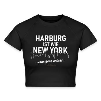 Harburg ist wie New York - Cropped Frauen Organic T-Shirt - Schwarz - Vorne - AI Model Female 172 light (172cm)