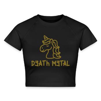 Farbe änderbar | Death Metal Einhorn Musik - Cropped Frauen Organic T-Shirt - Schwarz - Vorne - AI Model Female 172 light (172cm)
