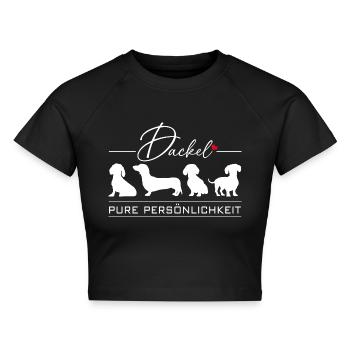 Dackel mit Persönlichkeit Dackelsilhouetten - Cropped Frauen Organic T-Shirt - Schwarz - Vorne - AI Model Female 172 light (172cm)