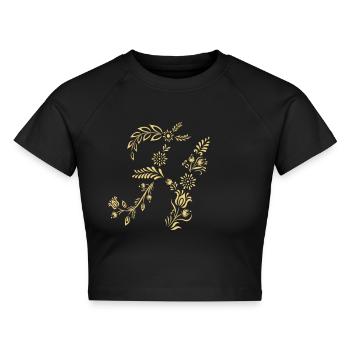 Initiale H, Buchstabe - Cropped Frauen Organic T-Shirt - Schwarz - Vorne - AI Model Female 172 light (172cm)