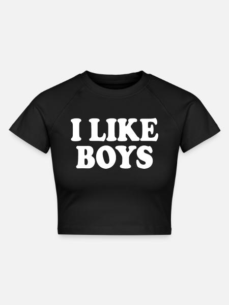 I like boys - Cropped Frauen Organic T-Shirt - Schwarz