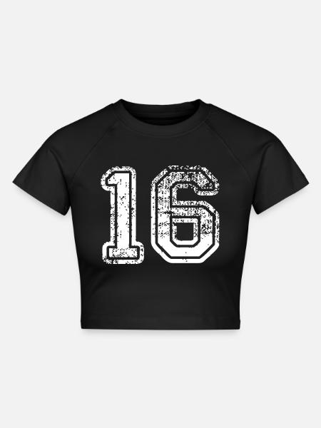 16 - Cropped Frauen Organic T-Shirt - Schwarz