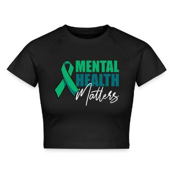 Mental Health Matters Bewusstsein Gesundheit - Cropped Frauen Organic T-Shirt - Schwarz - Vorne - AI Model Female 172 light (172cm)
