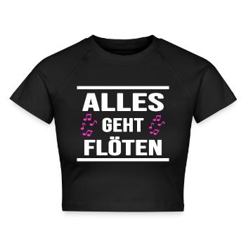 flöte musik klarinette "alles geht flöten" - Cropped Frauen Organic T-Shirt - Schwarz - Vorne - AI Model Female 172 light (172cm)