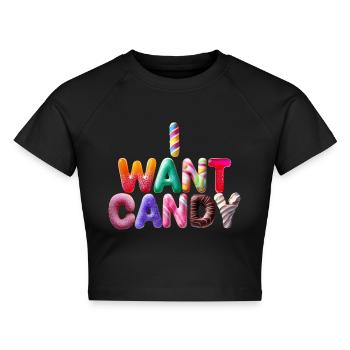 Ich will Süßigkeiten - Cropped Frauen Organic T-Shirt - Schwarz - Vorne - AI Model Female 172 light (172cm)