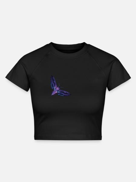 Butterfly - Cropped Frauen Organic T-Shirt - Schwarz