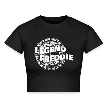 Mann Freddie - Cropped Frauen Organic T-Shirt - Schwarz - Vorne - AI Model Female 172 light (172cm)