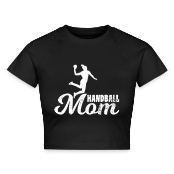 Handball Mama - Cropped Frauen Organic T-Shirt - Schwarz - Vorne - AI Model Female 172 light (172cm)