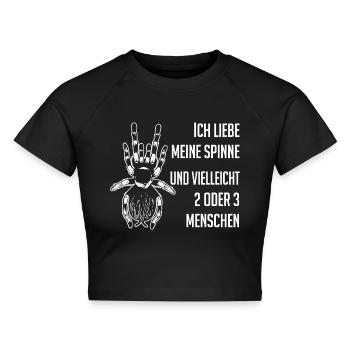 Ich liebe Spinnen und nur wenige Menschen - Cropped Frauen Organic T-Shirt - Schwarz - Vorne - AI Model Female 172 light (172cm)