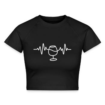 Wein Herzschlag Weinglas - Cropped Frauen Organic T-Shirt - Schwarz - Vorne - AI Model Female 172 light (172cm)