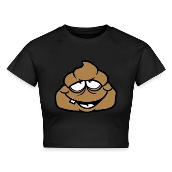 scheisse kot ekelig gesicht haufen haeufchen kacke - Cropped Frauen Organic T-Shirt - Schwarz - Vorne - AI Model Female 172 light (172cm)