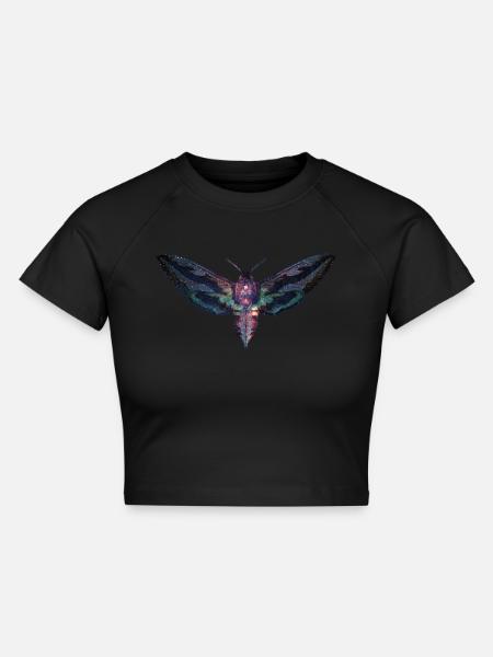Butterfly - Cropped Frauen Organic T-Shirt - Schwarz