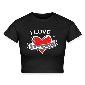 Ilmenau - Ich liebe Stadtnamen in Tattoo Stil - Cropped Frauen Organic T-Shirt - Schwarz - Vorne - AI Model Female 172 light (172cm)