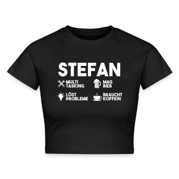 Stefan - Cropped Frauen Organic T-Shirt - Schwarz - Vorne - AI Model Female 172 light (172cm)