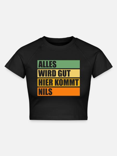 Nils - Cropped Frauen Organic T-Shirt - Schwarz
