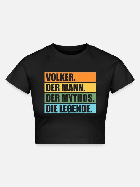 Volker - Cropped Frauen Organic T-Shirt - Schwarz