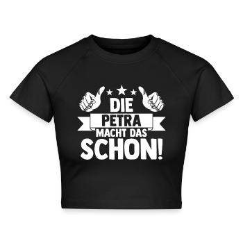 Name Petra - Cropped Frauen Organic T-Shirt - Schwarz - Vorne - AI Model Female 172 light (172cm)