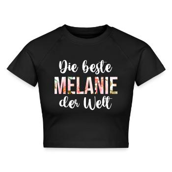 Melanie - Cropped Frauen Organic T-Shirt - Schwarz - Vorne - AI Model Female 172 light (172cm)