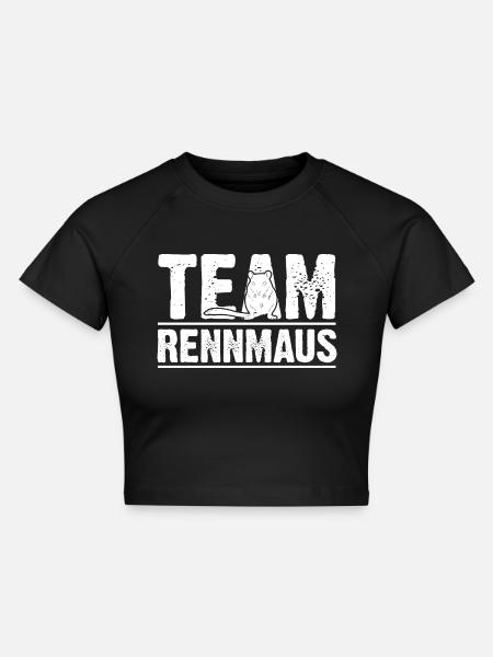 Maus Mäuse Rennmaus - Cropped Frauen Organic T-Shirt - Schwarz