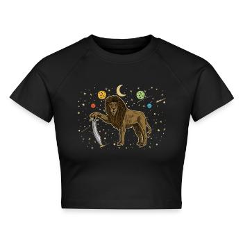 Iran Kultur Geschichte Persien Löwe Sonne - Cropped Frauen Organic T-Shirt - Schwarz - Vorne - AI Model Female 172 light (172cm)
