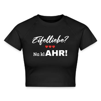 Eifel Liebe Ahr Ahrtal Heimat Herz Wandern Region - Cropped Frauen Organic T-Shirt - Schwarz - Vorne - AI Model Female 172 light (172cm)