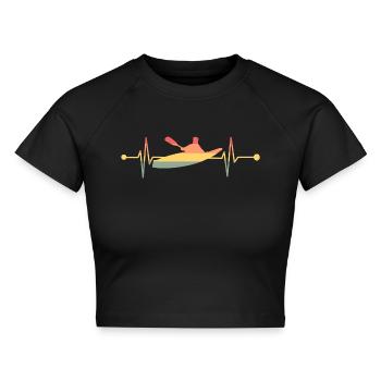 Kajak Kajakfahren Herzschlag - Cropped Frauen Organic T-Shirt - Schwarz - Vorne - AI Model Female 172 light (172cm)