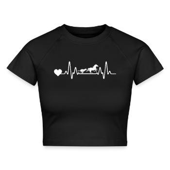Herzschlag Pferde Pferdeliebhaber Hundeliebhaber H - Cropped Frauen Organic T-Shirt - Schwarz - Vorne - AI Model Female 172 light (172cm)
