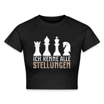 Ich kenne alle Stellungen Schach König Schachspiel - Cropped Frauen Organic T-Shirt - Schwarz - Vorne - AI Model Female 172 light (172cm)